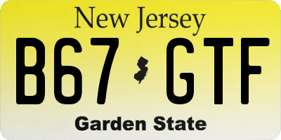 NJ license plate B67GTF
