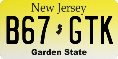NJ license plate B67GTK