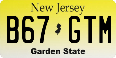 NJ license plate B67GTM