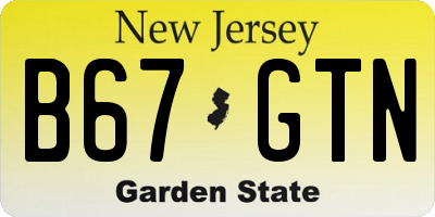 NJ license plate B67GTN
