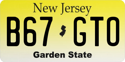 NJ license plate B67GTO