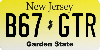 NJ license plate B67GTR