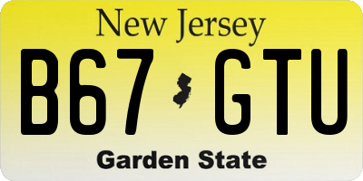 NJ license plate B67GTU