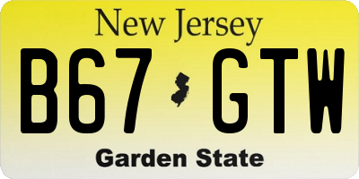 NJ license plate B67GTW