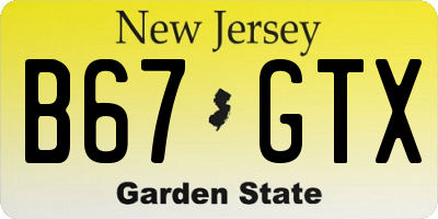 NJ license plate B67GTX