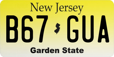 NJ license plate B67GUA