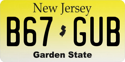 NJ license plate B67GUB