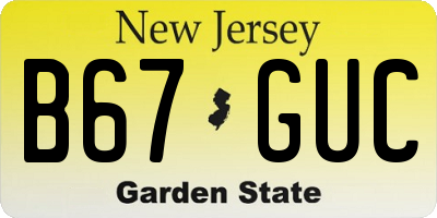 NJ license plate B67GUC