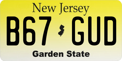 NJ license plate B67GUD