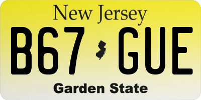 NJ license plate B67GUE