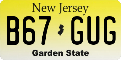 NJ license plate B67GUG
