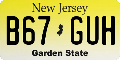 NJ license plate B67GUH
