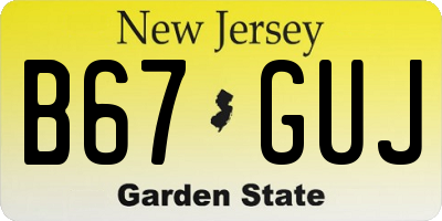 NJ license plate B67GUJ