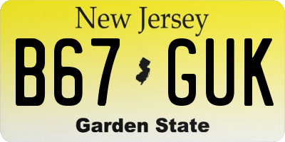 NJ license plate B67GUK