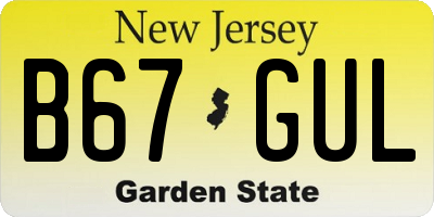 NJ license plate B67GUL
