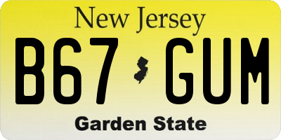 NJ license plate B67GUM