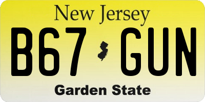 NJ license plate B67GUN