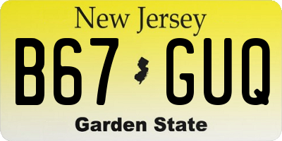NJ license plate B67GUQ