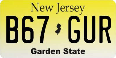 NJ license plate B67GUR