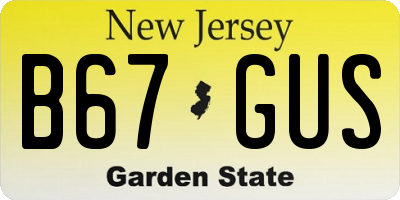 NJ license plate B67GUS