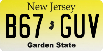 NJ license plate B67GUV