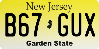 NJ license plate B67GUX