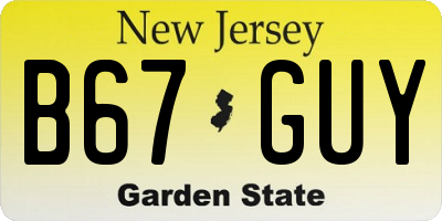 NJ license plate B67GUY