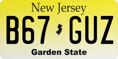 NJ license plate B67GUZ
