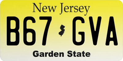 NJ license plate B67GVA