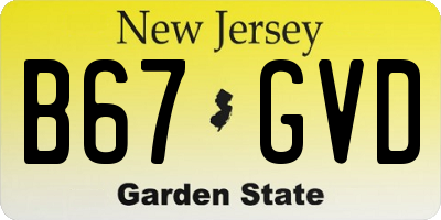 NJ license plate B67GVD