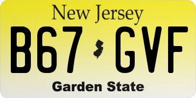 NJ license plate B67GVF