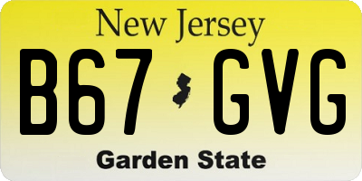 NJ license plate B67GVG