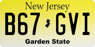 NJ license plate B67GVI