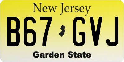 NJ license plate B67GVJ