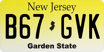 NJ license plate B67GVK