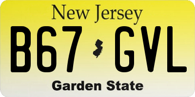 NJ license plate B67GVL