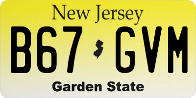 NJ license plate B67GVM