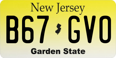 NJ license plate B67GVO