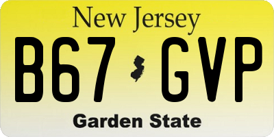 NJ license plate B67GVP