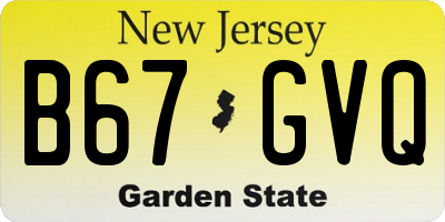NJ license plate B67GVQ