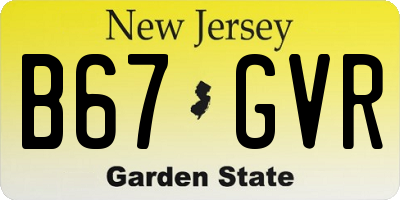 NJ license plate B67GVR