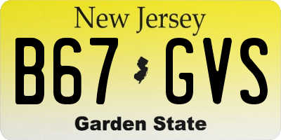 NJ license plate B67GVS