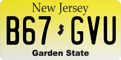 NJ license plate B67GVU
