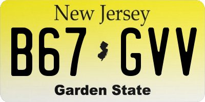 NJ license plate B67GVV