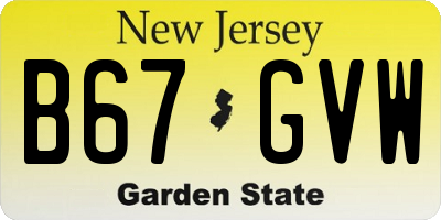 NJ license plate B67GVW