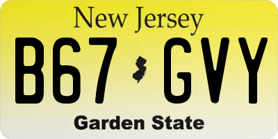 NJ license plate B67GVY