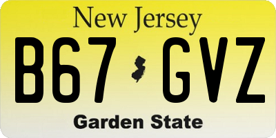 NJ license plate B67GVZ