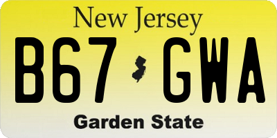 NJ license plate B67GWA