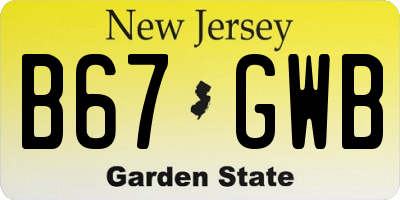 NJ license plate B67GWB