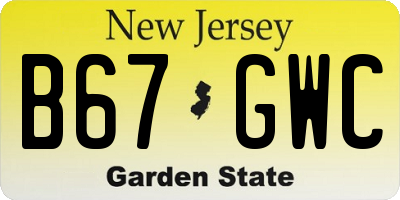 NJ license plate B67GWC